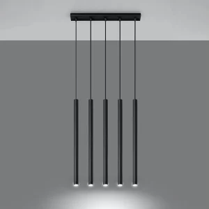 Hanglampen Brill modern van  – 5 lichtbronnen 3000K – L.45 x H.90 cm – zwart
