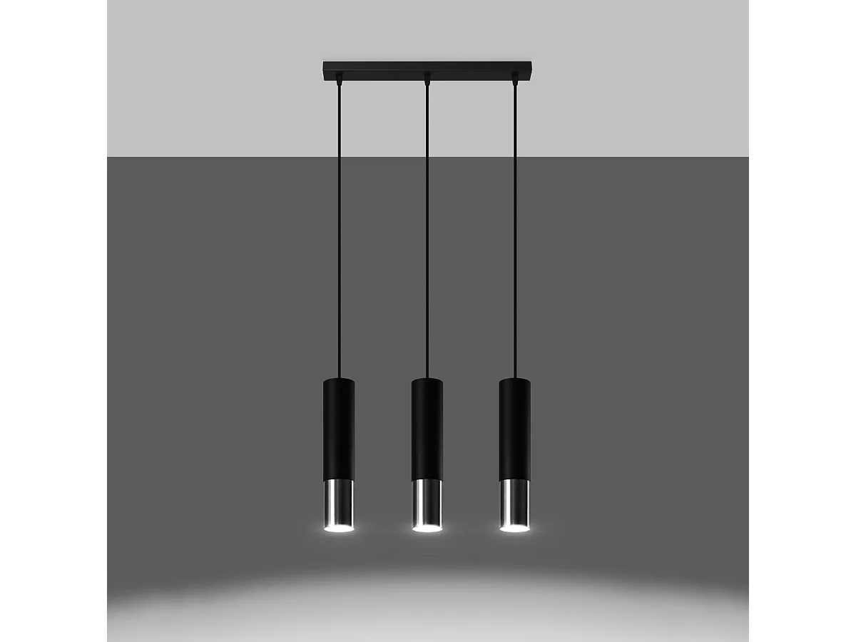 Hanglampen Zarpex modern van - 3 lichtbronnen 3000K - L.45 x H.90 cm - zwart/chroom