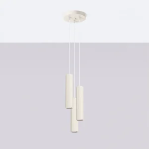 Hanglamp Gloow minimalistisch van – 3 lichtbronnen 4000K – L.19,5 x H.108 cm – beige Hanglamp Gloow minimalistisch van – 3 lichtbronnen 4000K – L.19,5 x H.108 cm – beige
