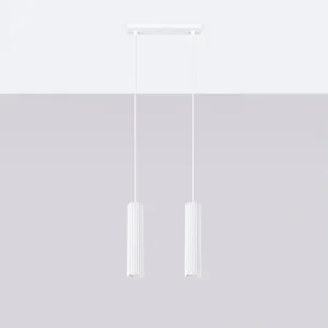 Hanglamp Gloow minimalistisch van – 2 lichtbronnen 4000K – L.30 x H.90 cm – wit Hanglamp Gloow minimalistisch van – 2 lichtbronnen 4000K – L.30 x H.90 cm – wit