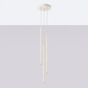 Hanglamp Brill modern van – 3 lichtbronnen 4000K – L.19,5 x H.104 cm – beige Hanglamp Brill modern van – 3 lichtbronnen 4000K – L.19,5 x H.104 cm – beige