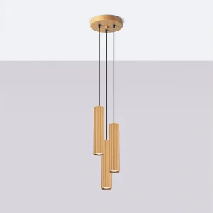 Hanglamp Gloow minimalistisch van – 3 lichtbronnen 4000K – L.19,5 x H.108 cm – gouden Hanglamp Gloow minimalistisch van – 3 lichtbronnen 4000K – L.19,5 x H.108 cm – gouden