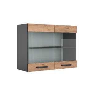 Glazen keukenkast krachtige eik goud 80x31x60 r-line