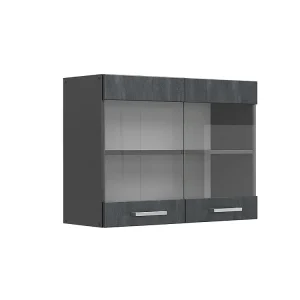 Glazen keukenkast zwart beton 80x31x60 r-line