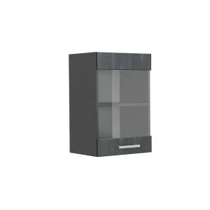 Glazen keukenkast zwart beton 40x31x60 r-line