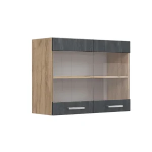 Glazen keukenkast zwart beton 80x31x60 r-line