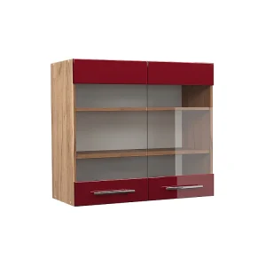 Glazen keukenkast bordeauxrode hoogglans 80×34.1×72 fame-line Glazen keukenkast bordeauxrode hoogglans 80×34.1×72 fame-line