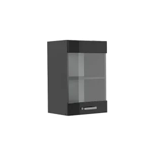 Glazen keukenkast zwart hoogglans 40x31x60 r-line