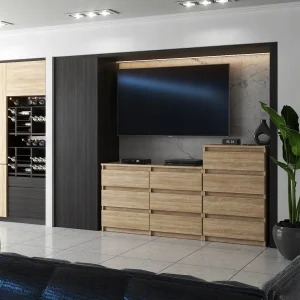 Grote ladekast met 10 laden Sonoma eik 160 cm – TV-meubels, dressoirs, kasten voor woonkamers Grote ladekast met 10 laden Sonoma eik 160 cm – TV-meubels, dressoirs, kasten voor woonkamers