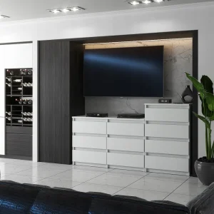 Grote ladekast met 10 laden, mat wit 160 cm – TV-standaards, dressoirs, garderobekasten voor woonkamers Grote ladekast met 10 laden, mat wit 160 cm – TV-standaards, dressoirs, garderobekasten voor woonkamers