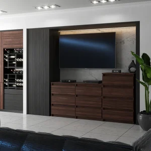 Grote commode met 10 laden in Wengé Eik 160 cm – TV-standaard, dressoir en garderobekast voor woonkamers