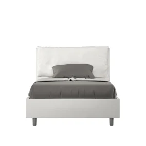 Gestoffeerd bed 120×190 met lattenbodem kunstleer wit Antea Large Gestoffeerd bed 120×190 met lattenbodem kunstleer wit Antea Large