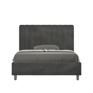 Gestoffeerd Bed 120×210 zonder lattenbodem microvezel grijs Agueda Gestoffeerd Bed 120×210 zonder lattenbodem microvezel grijs Agueda