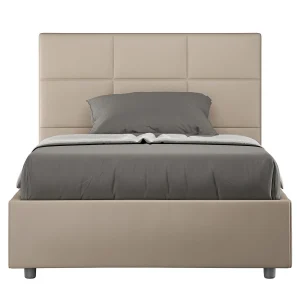 Gestoffeerd Bed 140×190 zonder lattenbodem kunstleer taupe Mika Gestoffeerd Bed 140×190 zonder lattenbodem kunstleer taupe Mika