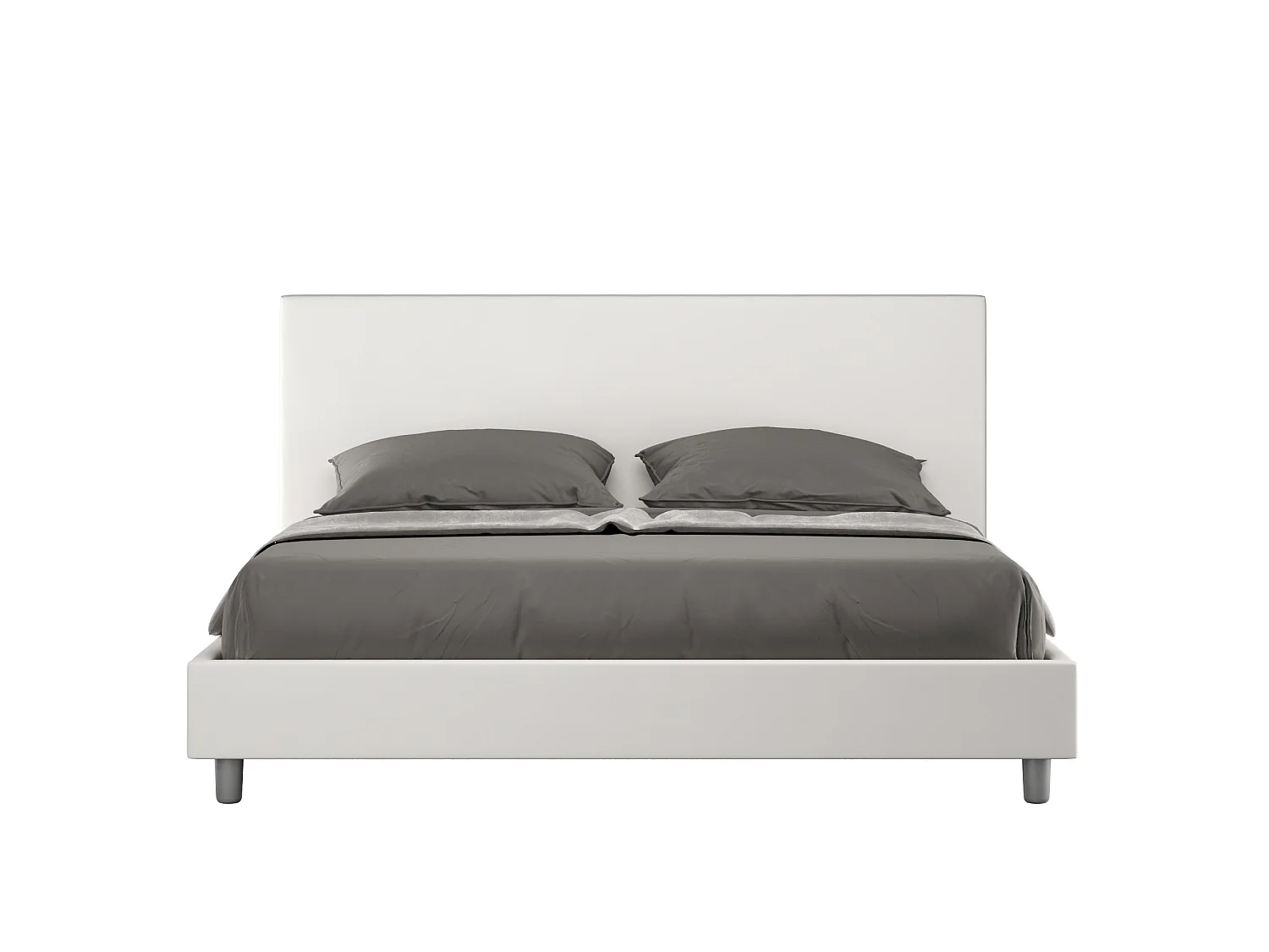 Gestoffeerd Bed 160x190 met lattenbodem kunstleer wit Naspy