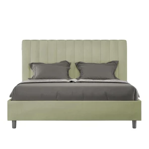 Gestoffeerd Bed 140×200 zonder lattenbodem microvezel groen Agueda Gestoffeerd Bed 140×200 zonder lattenbodem microvezel groen Agueda