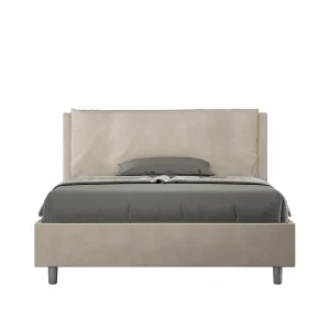 Gestoffeerd bed 140×210 met lattenbodem microvezel zand Antea Large Gestoffeerd bed 140×210 met lattenbodem microvezel zand Antea Large
