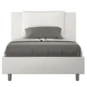 Gestoffeerd bed 120×190 met lattenbodem kunstleer wit Antea Gestoffeerd bed 120×190 met lattenbodem kunstleer wit Antea