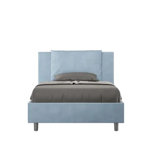 Gestoffeerd Bed 120×200 met lattenbodem microvezel lichtblauw Antea