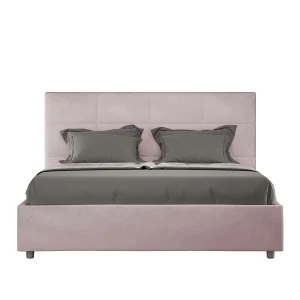 Gestoffeerd Bed 140×190 zonder lattenbodem microvezel lila Mika Gestoffeerd Bed 140×190 zonder lattenbodem microvezel lila Mika