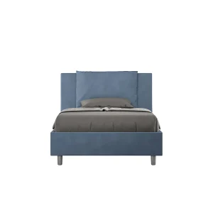 Gestoffeerd Bed 120×200 met lattenbodem microvezel blauw Antea Gestoffeerd Bed 120×200 met lattenbodem microvezel blauw Antea