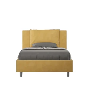 Gestoffeerd Bed 120×190 met lattenbodem microvezel oker Antea Gestoffeerd Bed 120×190 met lattenbodem microvezel oker Antea