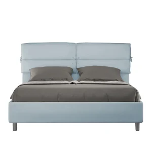 Gestoffeerd Bed 160×190 zonder lattenbodem microvezel lichtblauw Nandy