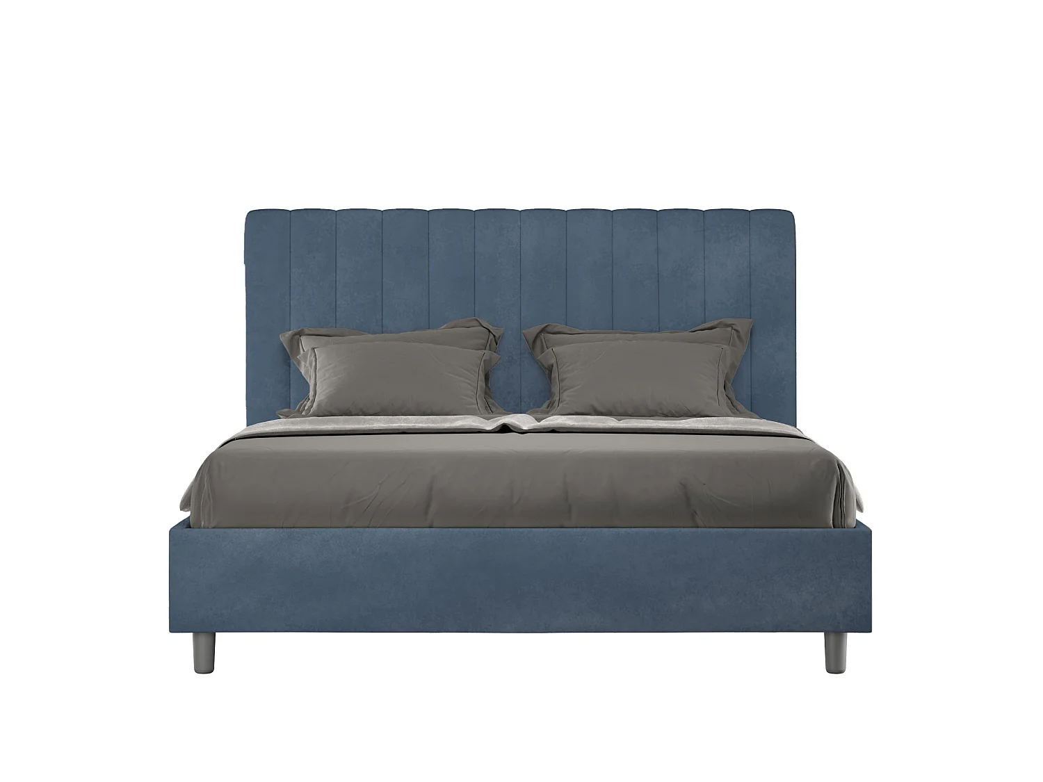 Gestoffeerd Bed 140x200 met lattenbodem microvezel blauw Agueda