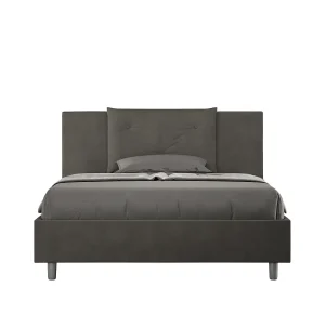 Gestoffeerd Bed 140×210 met lattenbodem microvezel grijs Appia
