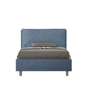 Gestoffeerd bed 120×200 met lattenbodem microvezel blauw Antea Large Gestoffeerd bed 120×200 met lattenbodem microvezel blauw Antea Large