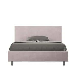 Gestoffeerd Bed 140×210 met lattenbodem microvezel lila Adele