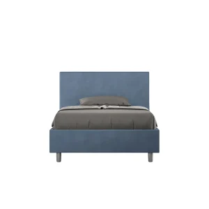 Gestoffeerd Bed 120×210 zonder lattenbodem microvezel blauw Adele Gestoffeerd Bed 120×210 zonder lattenbodem microvezel blauw Adele