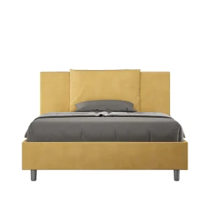 Gestoffeerd Bed 140×190 met lattenbodem microvezel oker Antea Gestoffeerd Bed 140×190 met lattenbodem microvezel oker Antea