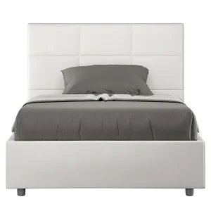 Gestoffeerd bed 120×190 met opbergruimte kunstleer wit Mika Gestoffeerd bed 120×190 met opbergruimte kunstleer wit Mika