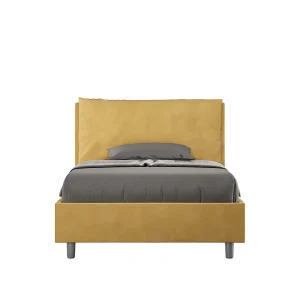 Gestoffeerd bed 120×200 met lattenbodem microvezel oker Antea Large Gestoffeerd bed 120×200 met lattenbodem microvezel oker Antea Large