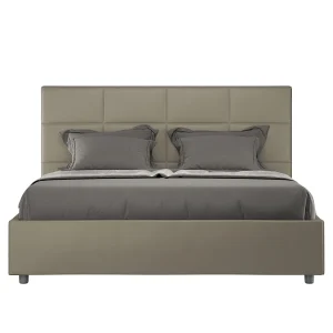 Gestoffeerd Bed 160×200 zonder lattenbodem kunstleer cappuccino Mika