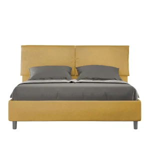 Gestoffeerd Bed 160×190 zonder lattenbodem microvezel oker Mados