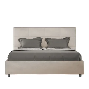 Gestoffeerd Bed 140×190 met lattenbodem microvezel zand Mika Gestoffeerd Bed 140×190 met lattenbodem microvezel zand Mika