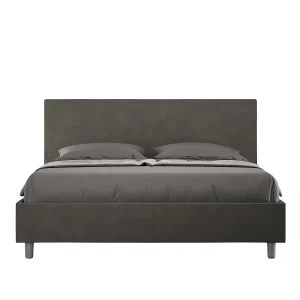 Gestoffeerd Bed 160×200 met lattenbodem microvezel grijs Adele