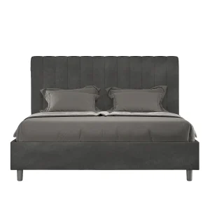 Gestoffeerd Bed 140×210 met lattenbodem microvezel grijs Agueda