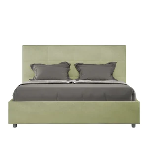 Gestoffeerd Bed 160×190 met lattenbodem microvezel groen Mika Gestoffeerd Bed 160×190 met lattenbodem microvezel groen Mika
