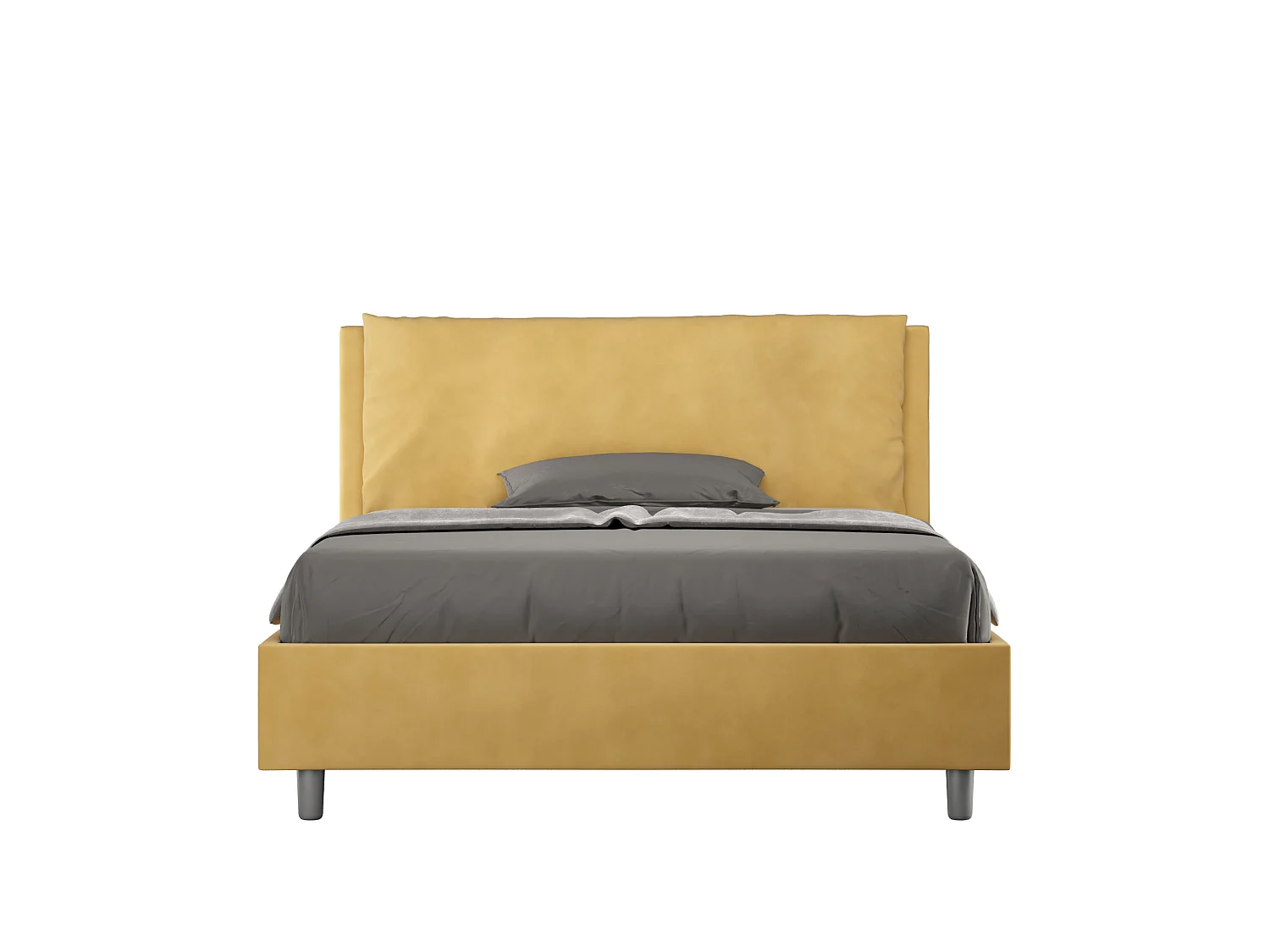 Gestoffeerd bed 140x210 met lattenbodem microvezel oker Antea Large