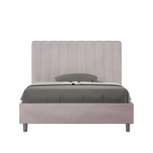 Gestoffeerd Bed 120×200 met lattenbodem microvezel lila Agueda Gestoffeerd Bed 120×200 met lattenbodem microvezel lila Agueda