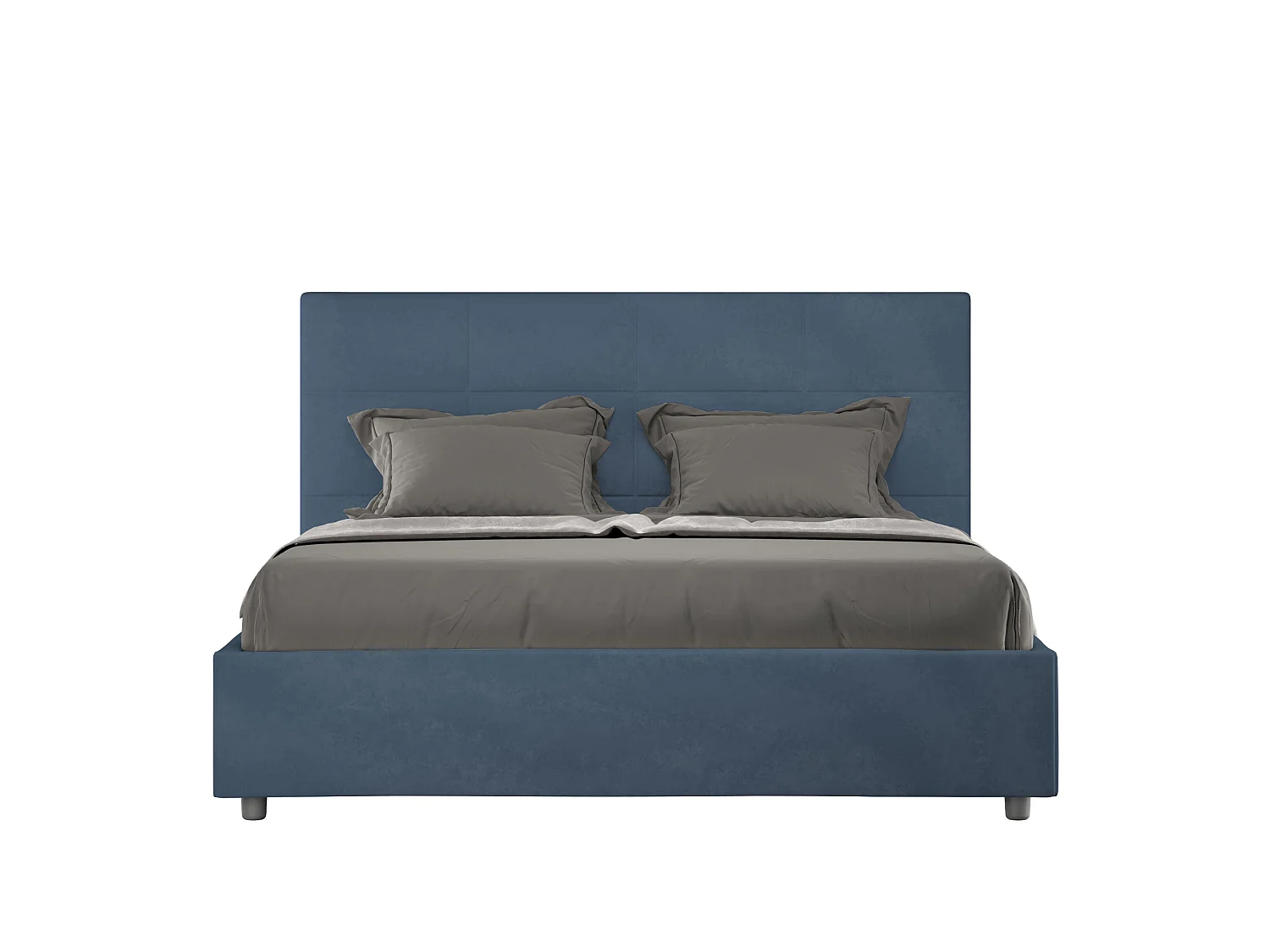 Gestoffeerd Bed 140x190 met lattenbodem microvezel blauw Mika