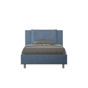 Gestoffeerd Bed 120×190 met opbergruimte microvezel blauw Appia Gestoffeerd Bed 120×190 met opbergruimte microvezel blauw Appia