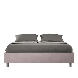 Gestoffeerd Bed 160×190 met lattenbodem microvezel lila Azelia