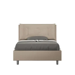 Gestoffeerd bed 120×200 met lattenbodem kunstleer taupe Annalisa Large Gestoffeerd bed 120×200 met lattenbodem kunstleer taupe Annalisa Large
