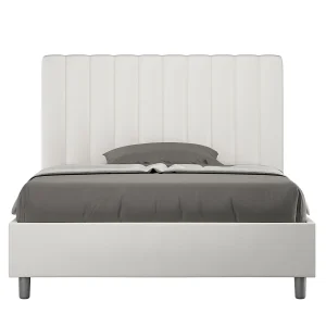 Gestoffeerd bed 140×190 met opbergruimte kunstleer wit Agueda