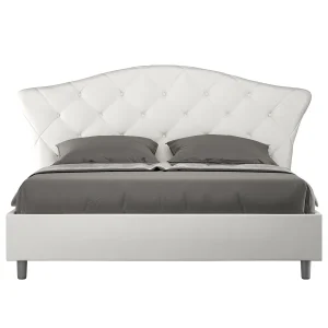 Gestoffeerd Bed 160×190 zonder lattenbodem kunstleer wit Langre Gestoffeerd Bed 160×190 zonder lattenbodem kunstleer wit Langre