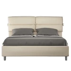 Gestoffeerd bed 160×200 met opbergruimte kunstleer taupe Nandy